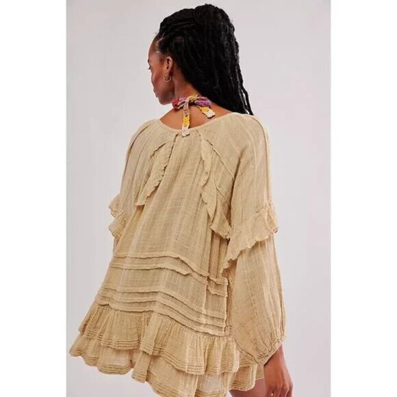 FREE PEOPLE Tamasi Ruffle Tunic in Lichen Size Small - Picture 11 of 12